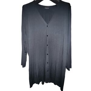 J.Jill Wearever Collection Size XL Black Tunic Cardigan Button Front Rayon